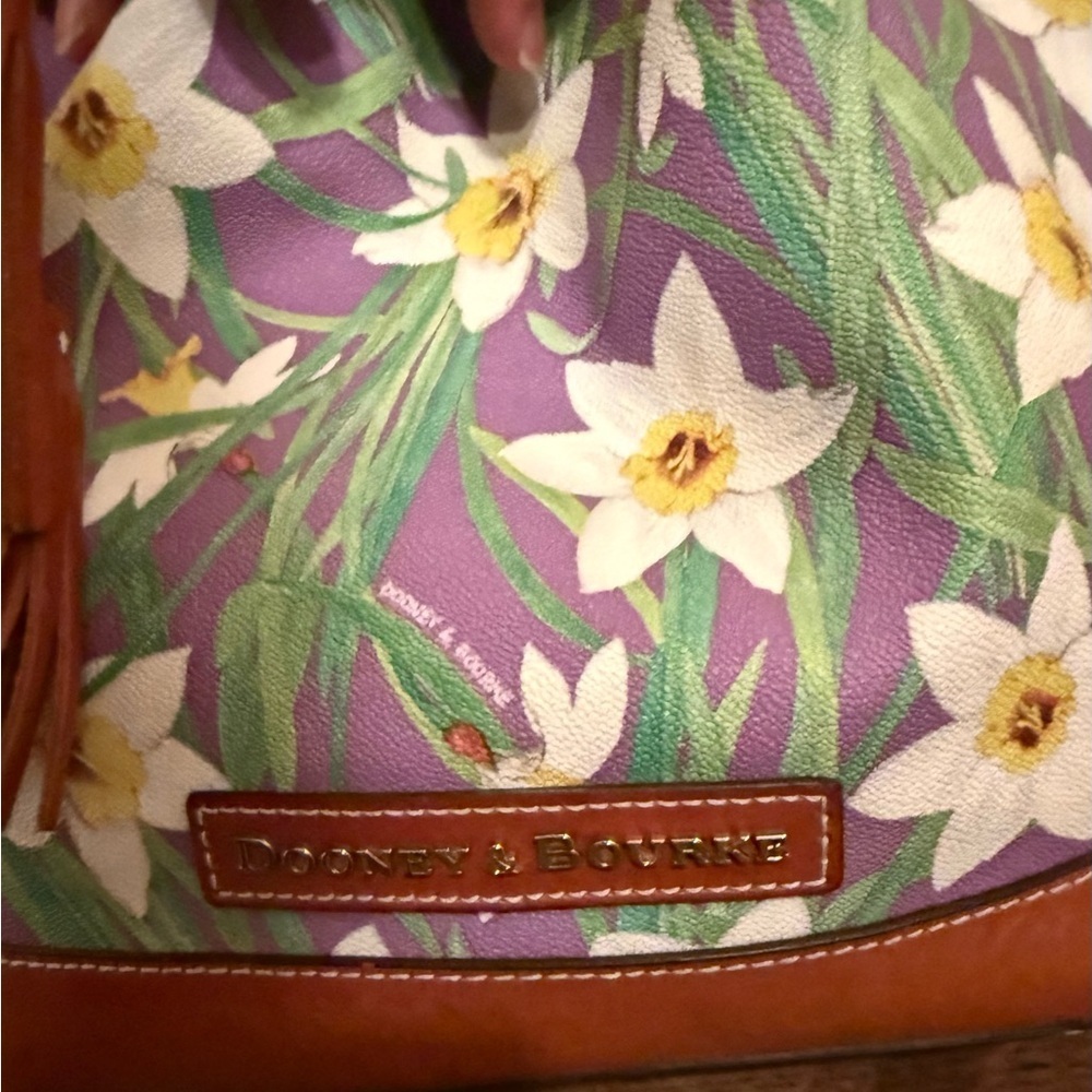 Dooney & Bourke Lavender Daffodil Botanical Collection Drawstring Purse - Picture 4 of 12